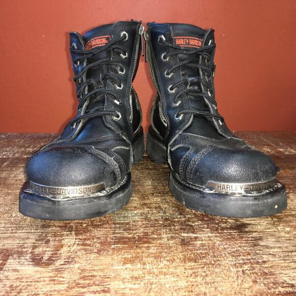 Harley Davidson Stealth Riding Boot Womens 9.5 Black Leather Biker Rocker 81641 - Picture 5 of 13